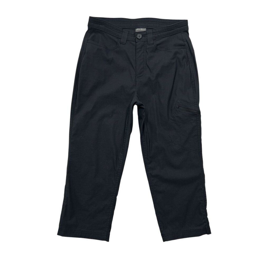 Eddie Bauer Pants Women's Size 6 Black Cargo Capri Athletic Hiking Trail Work